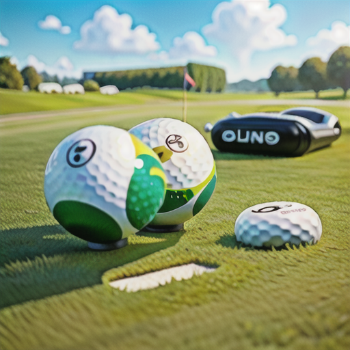 ゴルフ練習場での携帯品：練習ボール、マット、グリーンリーダーなど